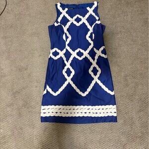 Jones New York Blue and White Dress